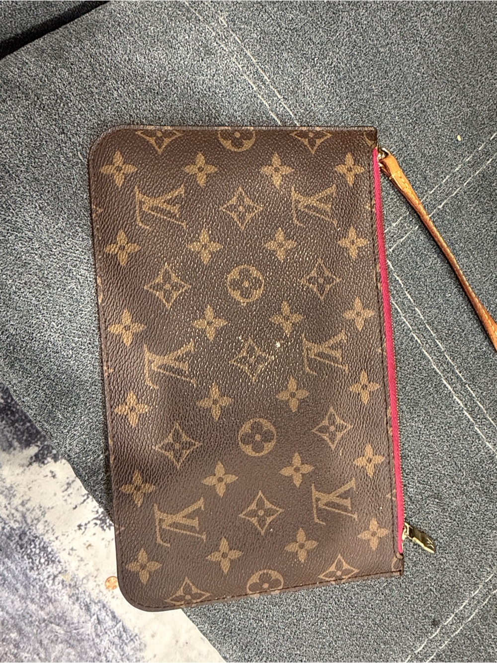 Louis Vuitton Brown Monogram Canvas Zip Wallet with Pink Trim